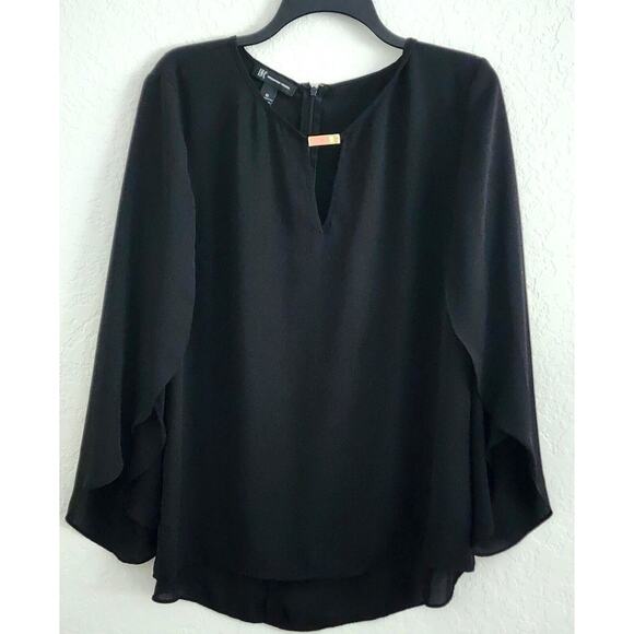 TOP/BLOUSE-INC INT'L CONCEPTS-Black-Sheer-Back Zipper-Open Flowing Sleeves-SZ 16 - Picture 8 of 16
